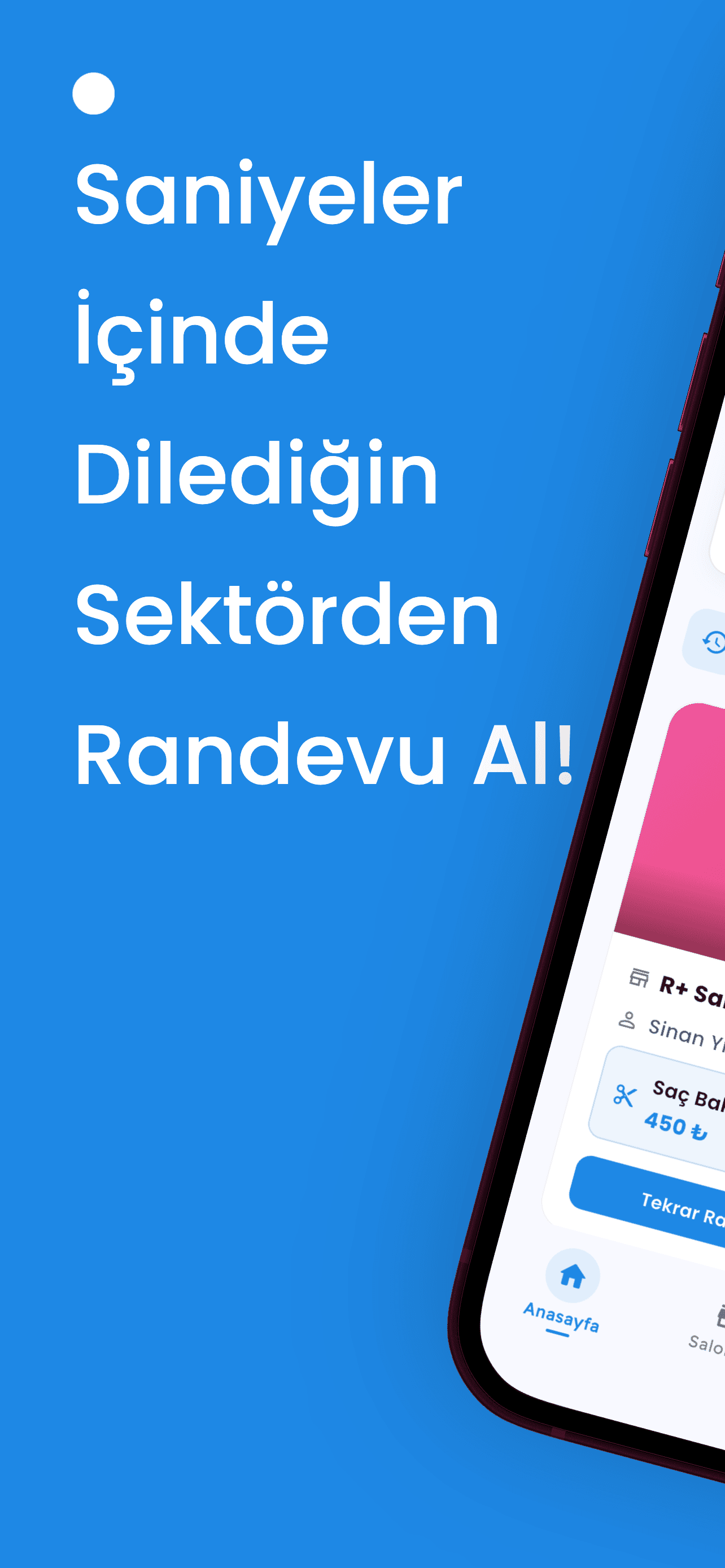 Randevu+ müşteri uygulaması ekran görüntüsü 1